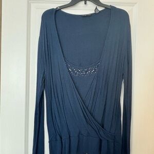 Navy Blue V-Neck Top